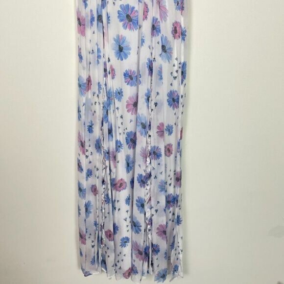 LoveShackFancy Junia Maxi Floral Ruffle Slit V Neck Dress Deep Cotton Candy 6 - Picture 9 of 14